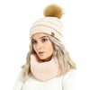 19 Women Winter Knit Pom Pom Beanie Hat and Infinity Scarf Set