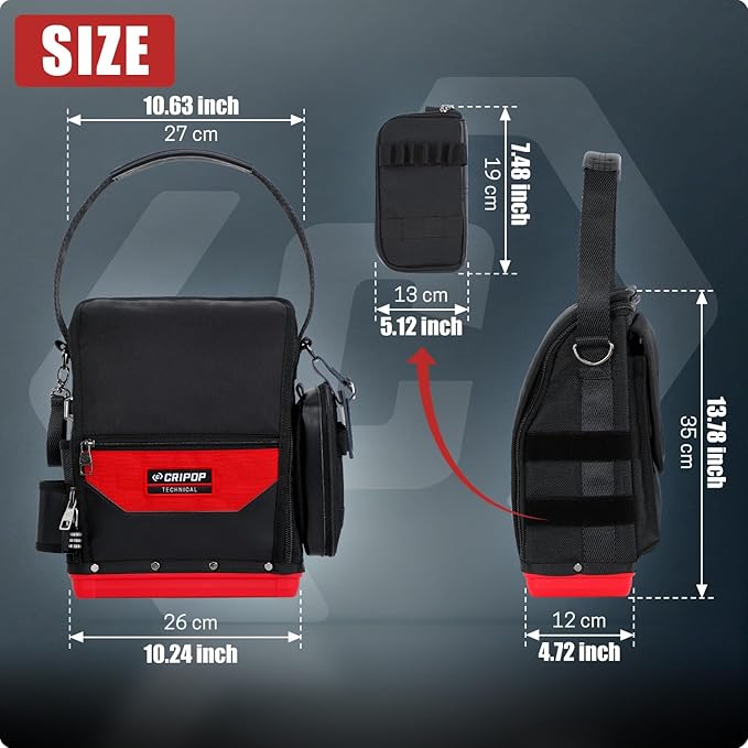 CRIPOP 015 TECH 16 Electrician Hard-Bottom Zippered Tool Bag