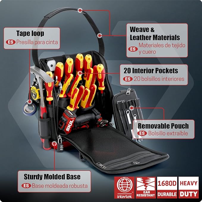 CRIPOP 015 TECH 16 Electrician Hard-Bottom Zippered Tool Bag