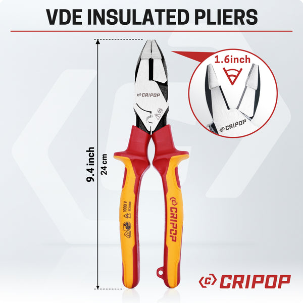 Insulated Linesmen's Pliers, 9 Inch 1000V Insulated Combination Pliers