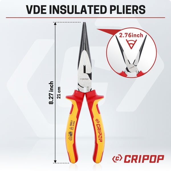 8 Inches Insulated Long Nose Pliers with EVA storage box