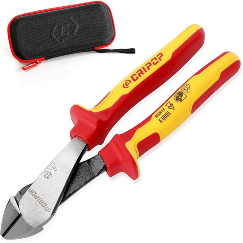 CRIPOP 007 Insulated 8-Inch High-Leverage Electrician Diagonal  Pliers