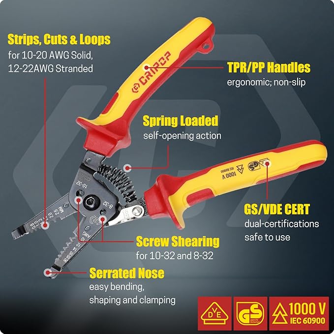 CRIPOP 005 1000V Insulated Multi-Function Wire Stripper & Cutter Tool